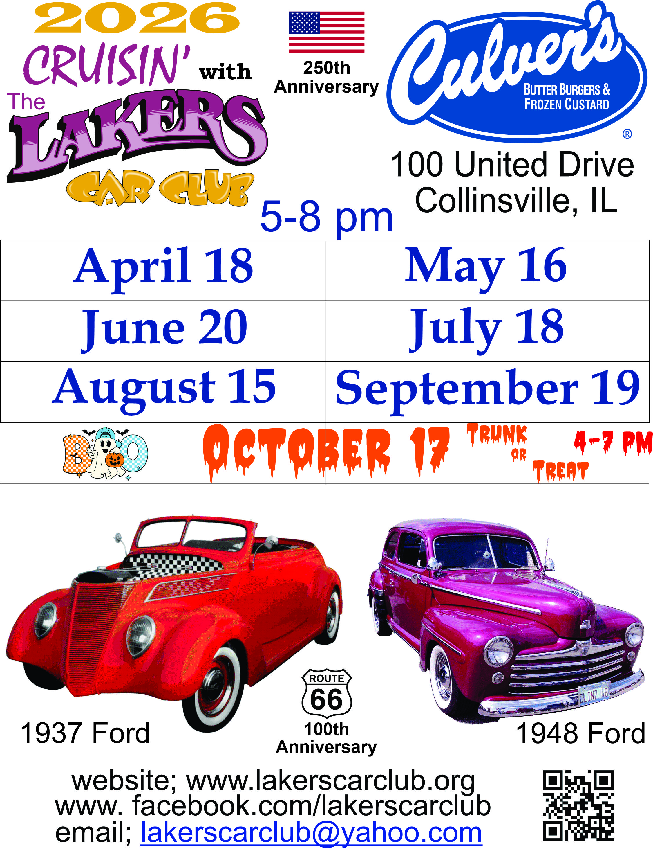 Lakers Car Club Cruises Culvers 2026